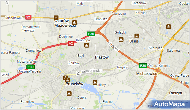 mapa Piastów powiat pruszkowski, Piastów powiat pruszkowski na mapie Targeo