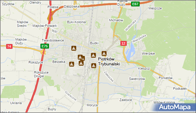 mapa Piotrków Trybunalski, Piotrków Trybunalski na mapie Targeo