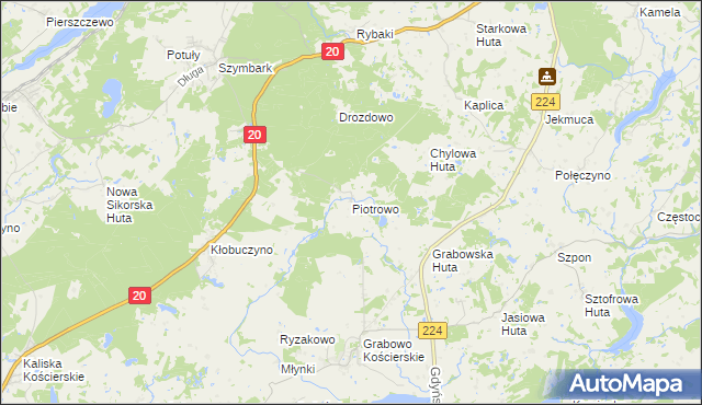 mapa Piotrowo gmina Somonino, Piotrowo gmina Somonino na mapie Targeo