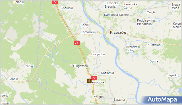 mapa Pocyrchle, Pocyrchle na mapie Targeo