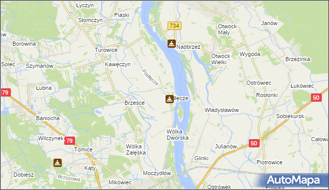 mapa Podłęcze gmina Góra Kalwaria, Podłęcze gmina Góra Kalwaria na mapie Targeo