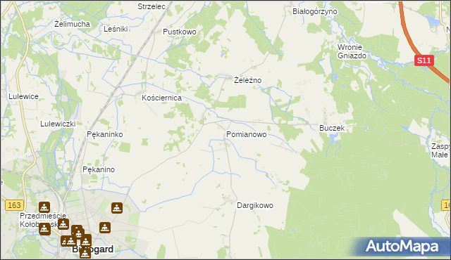 mapa Pomianowo gmina Białogard, Pomianowo gmina Białogard na mapie Targeo