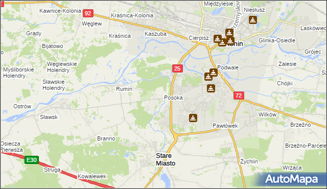 mapa Posoka gmina Stare Miasto, Posoka gmina Stare Miasto na mapie Targeo