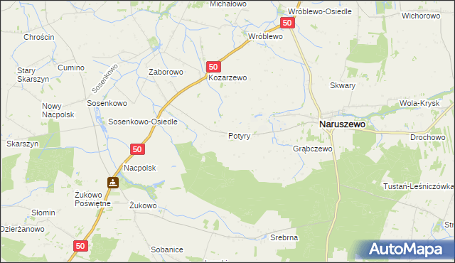 mapa Potyry, Potyry na mapie Targeo