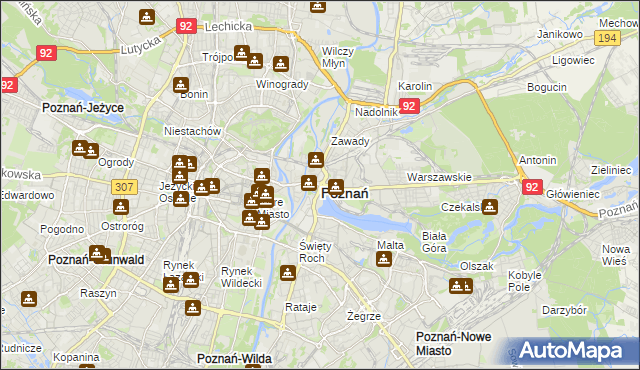 mapa Poznania, Poznań na mapie Targeo