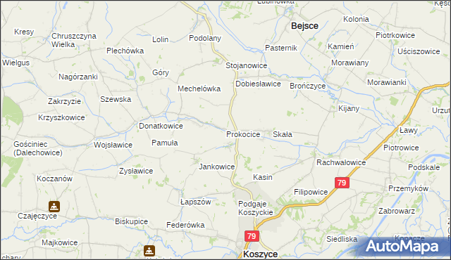 mapa Prokocice, Prokocice na mapie Targeo