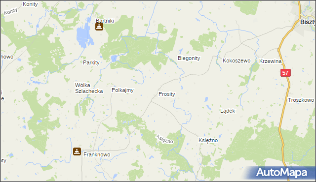 mapa Prosity, Prosity na mapie Targeo