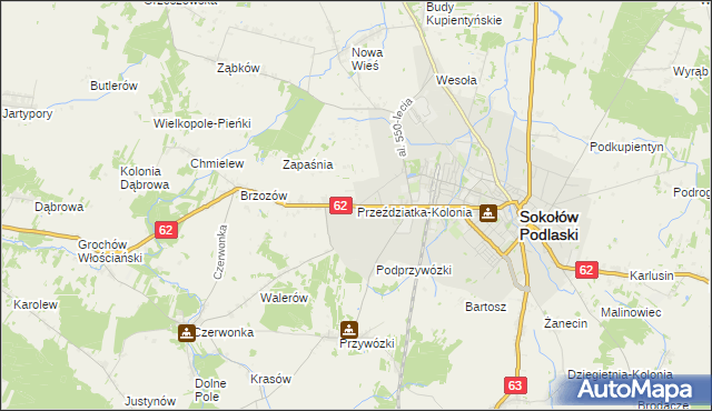 mapa Przeździatka-Kolonia, Przeździatka-Kolonia na mapie Targeo