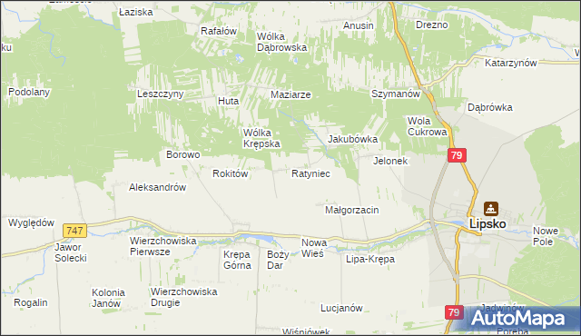 mapa Ratyniec, Ratyniec na mapie Targeo