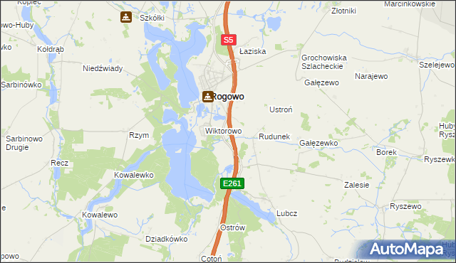 mapa Rogówko gmina Rogowo, Rogówko gmina Rogowo na mapie Targeo