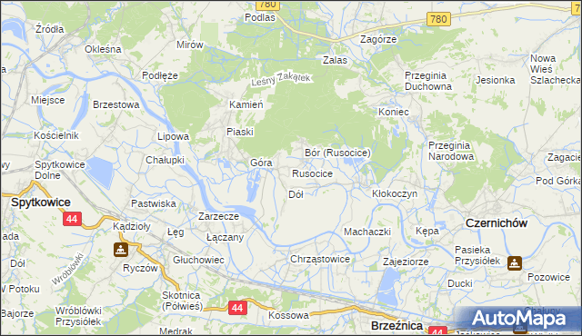 mapa Rusocice gmina Czernichów, Rusocice gmina Czernichów na mapie Targeo
