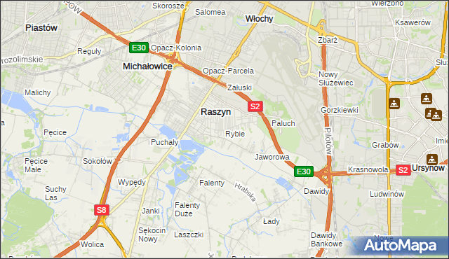 mapa Rybie gmina Raszyn, Rybie gmina Raszyn na mapie Targeo