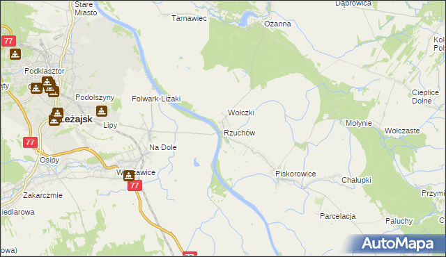 mapa Rzuchów gmina Leżajsk, Rzuchów gmina Leżajsk na mapie Targeo