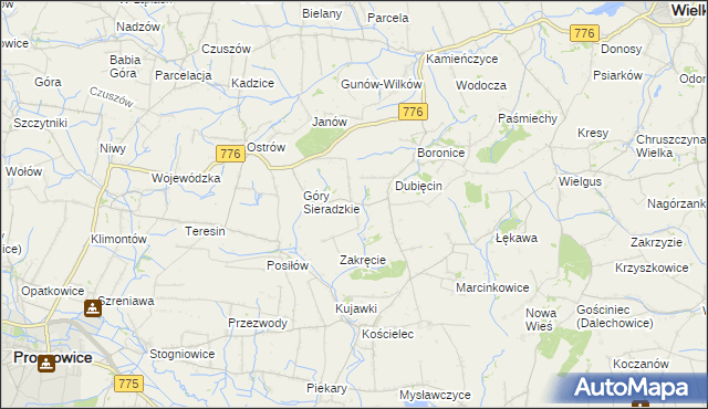 mapa Sieradzice, Sieradzice na mapie Targeo
