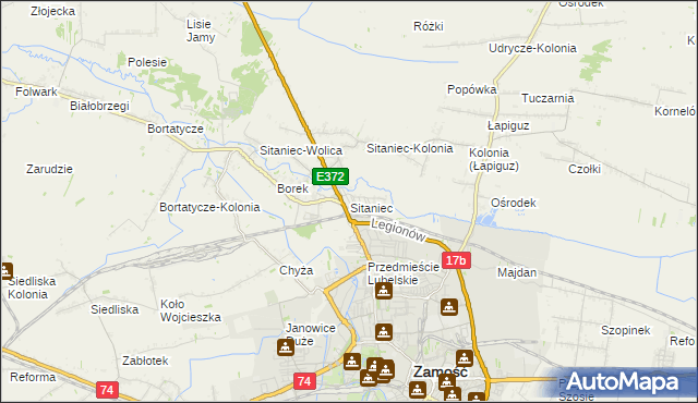 mapa Sitaniec, Sitaniec na mapie Targeo