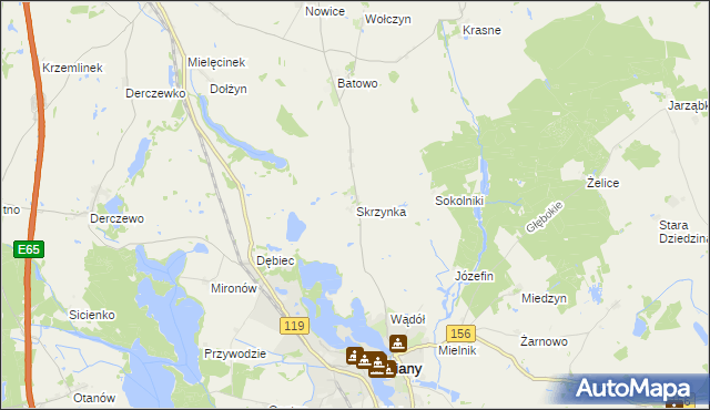 mapa Skrzynka gmina Lipiany, Skrzynka gmina Lipiany na mapie Targeo