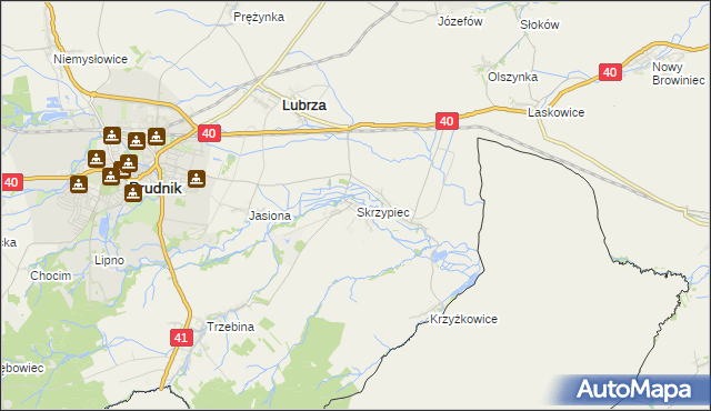 mapa Skrzypiec gmina Lubrza, Skrzypiec gmina Lubrza na mapie Targeo