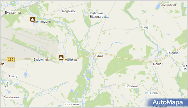 mapa Sława gmina Świdwin, Sława gmina Świdwin na mapie Targeo
