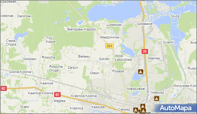 mapa Sokółki gmina Kazimierz Biskupi, Sokółki gmina Kazimierz Biskupi na mapie Targeo