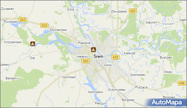 mapa Śrem, Śrem na mapie Targeo
