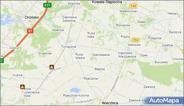 mapa Stanisławów gmina Wierzbica, Stanisławów gmina Wierzbica na mapie Targeo