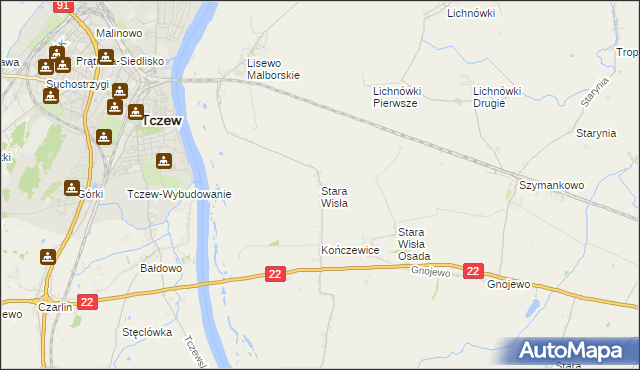 mapa Stara Wisła, Stara Wisła na mapie Targeo