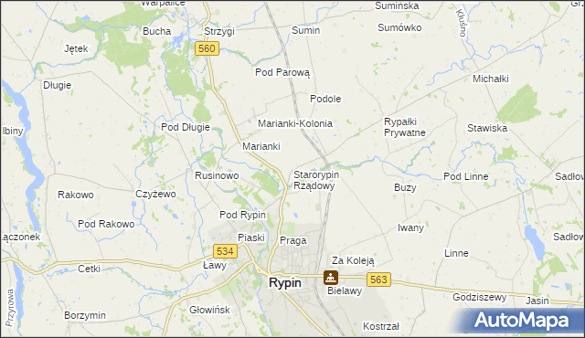 mapa Starorypin Rządowy, Starorypin Rządowy na mapie Targeo