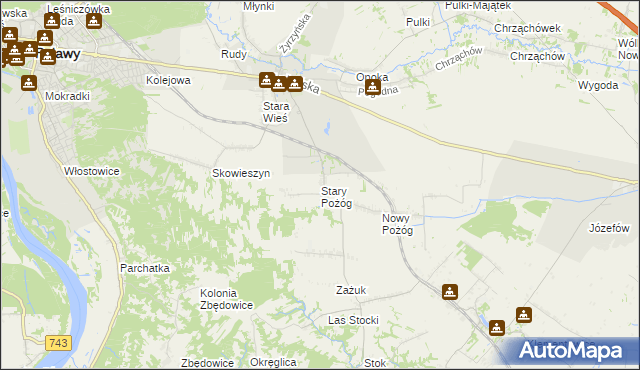 mapa Stary Pożóg, Stary Pożóg na mapie Targeo