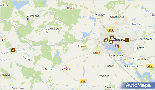 mapa Stawin, Stawin na mapie Targeo