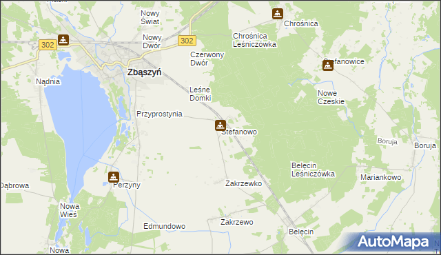 mapa Stefanowo gmina Zbąszyń, Stefanowo gmina Zbąszyń na mapie Targeo