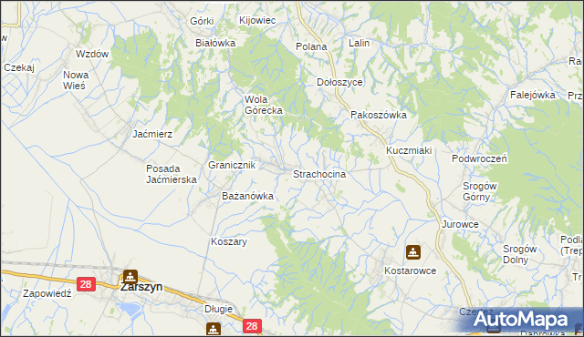 mapa Strachocina, Strachocina na mapie Targeo