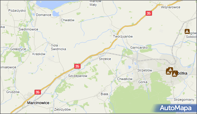 mapa Strzelce gmina Marcinowice, Strzelce gmina Marcinowice na mapie Targeo