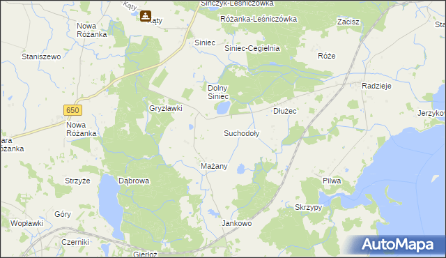 mapa Suchodoły gmina Kętrzyn, Suchodoły gmina Kętrzyn na mapie Targeo