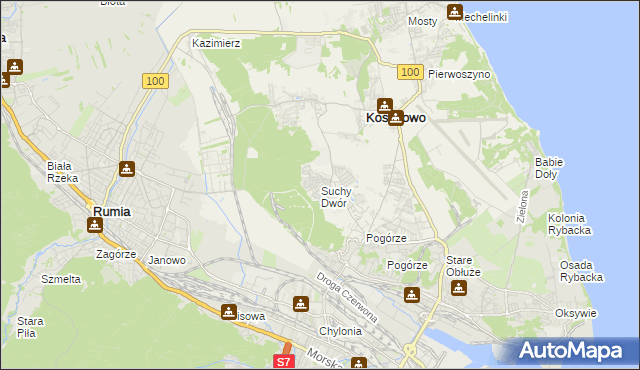 mapa Suchy Dwór gmina Kosakowo, Suchy Dwór gmina Kosakowo na mapie Targeo