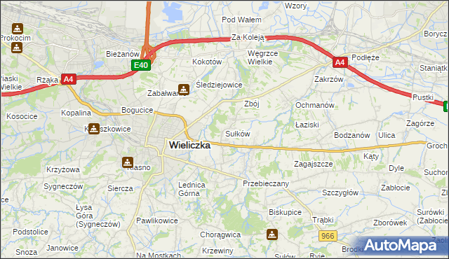 mapa Sułków gmina Wieliczka, Sułków gmina Wieliczka na mapie Targeo