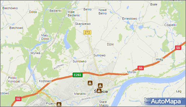 mapa Sulnowo, Sulnowo na mapie Targeo