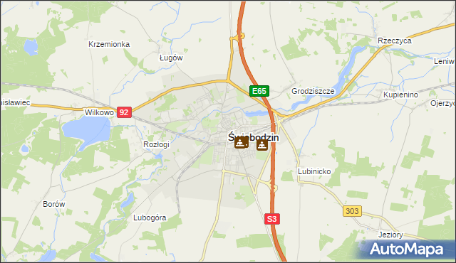 mapa Świebodzin, Świebodzin na mapie Targeo