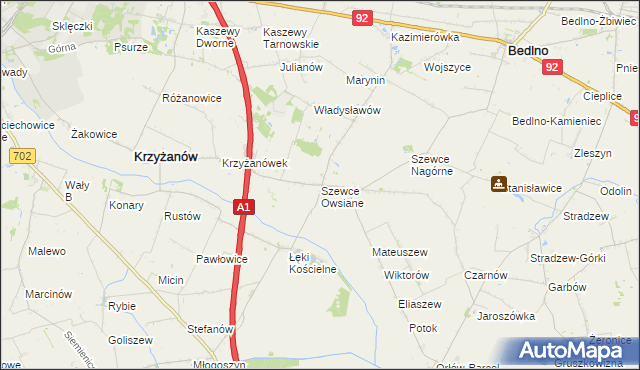 mapa Szewce Owsiane, Szewce Owsiane na mapie Targeo