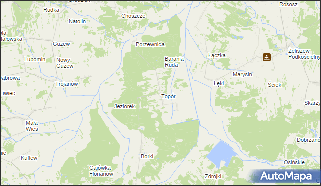 mapa Topór gmina Mrozy, Topór gmina Mrozy na mapie Targeo