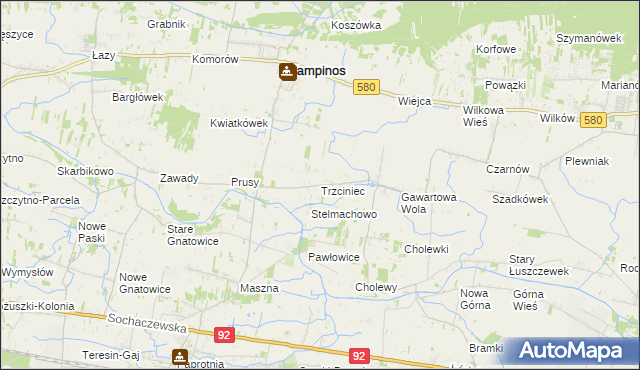 mapa Trzciniec gmina Leszno, Trzciniec gmina Leszno na mapie Targeo