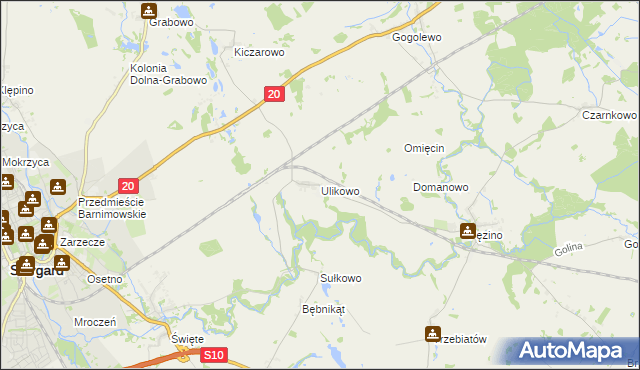 mapa Ulikowo, Ulikowo na mapie Targeo