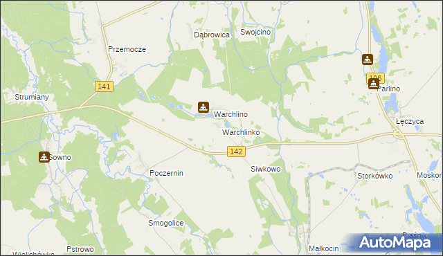 mapa Warchlinko, Warchlinko na mapie Targeo