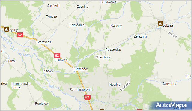 mapa Warchoły, Warchoły na mapie Targeo