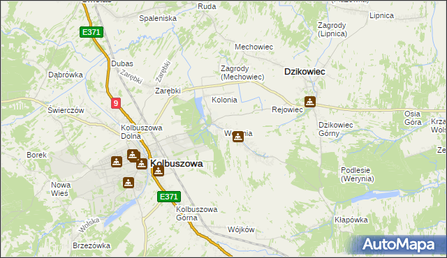 mapa Werynia, Werynia na mapie Targeo