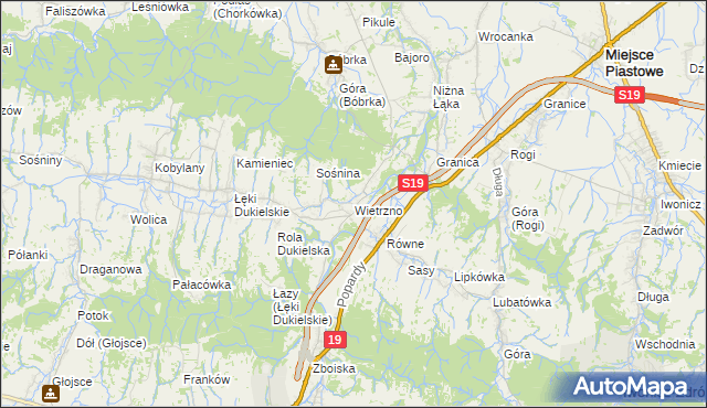 mapa Wietrzno gmina Dukla, Wietrzno gmina Dukla na mapie Targeo