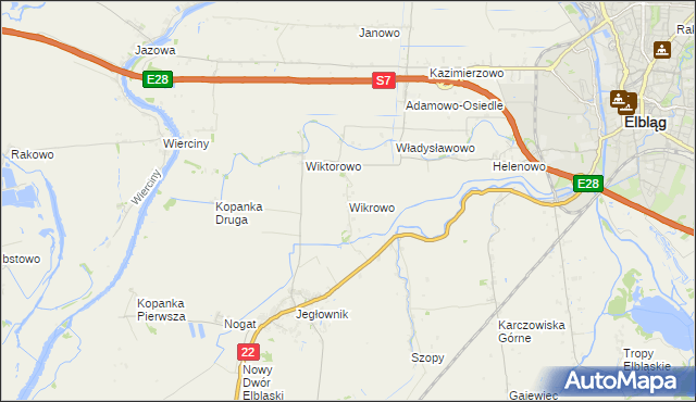 mapa Wikrowo gmina Gronowo Elbląskie, Wikrowo gmina Gronowo Elbląskie na mapie Targeo
