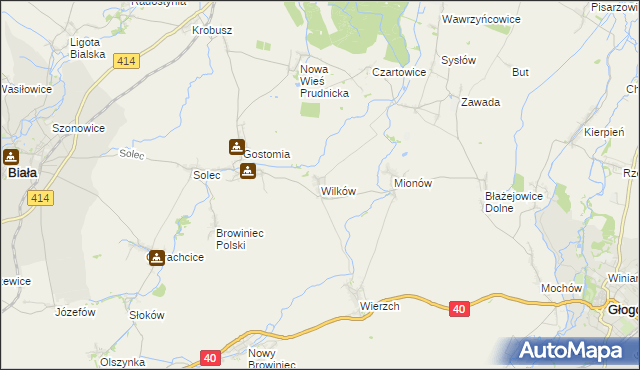 mapa Wilków gmina Biała, Wilków gmina Biała na mapie Targeo