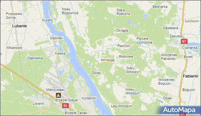 mapa Winduga gmina Bobrowniki, Winduga gmina Bobrowniki na mapie Targeo