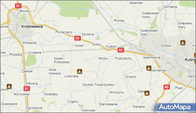mapa Witów gmina Krośniewice, Witów gmina Krośniewice na mapie Targeo