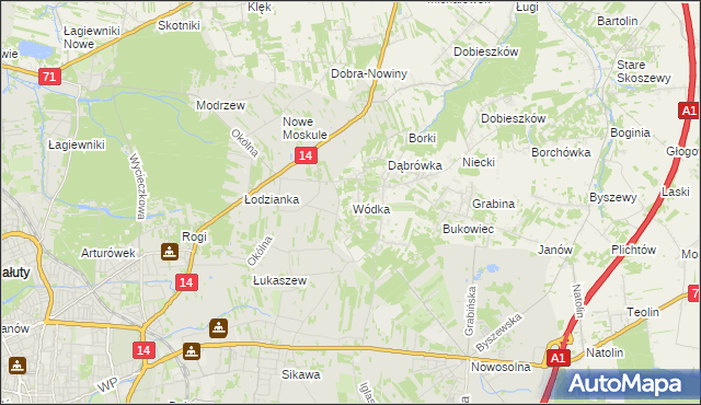 mapa Wódka gmina Nowosolna, Wódka gmina Nowosolna na mapie Targeo